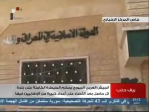 After withdrawal frin Tal Hasel, activists accused ISIS (Da'esh) of collusion with the regime to hand back the city to Assad and Hizbulla militias. Activist showed photos of ISIS headquarters in Tal Hasel, unscathed by what the regime claimed as major battle with Terrorists. 